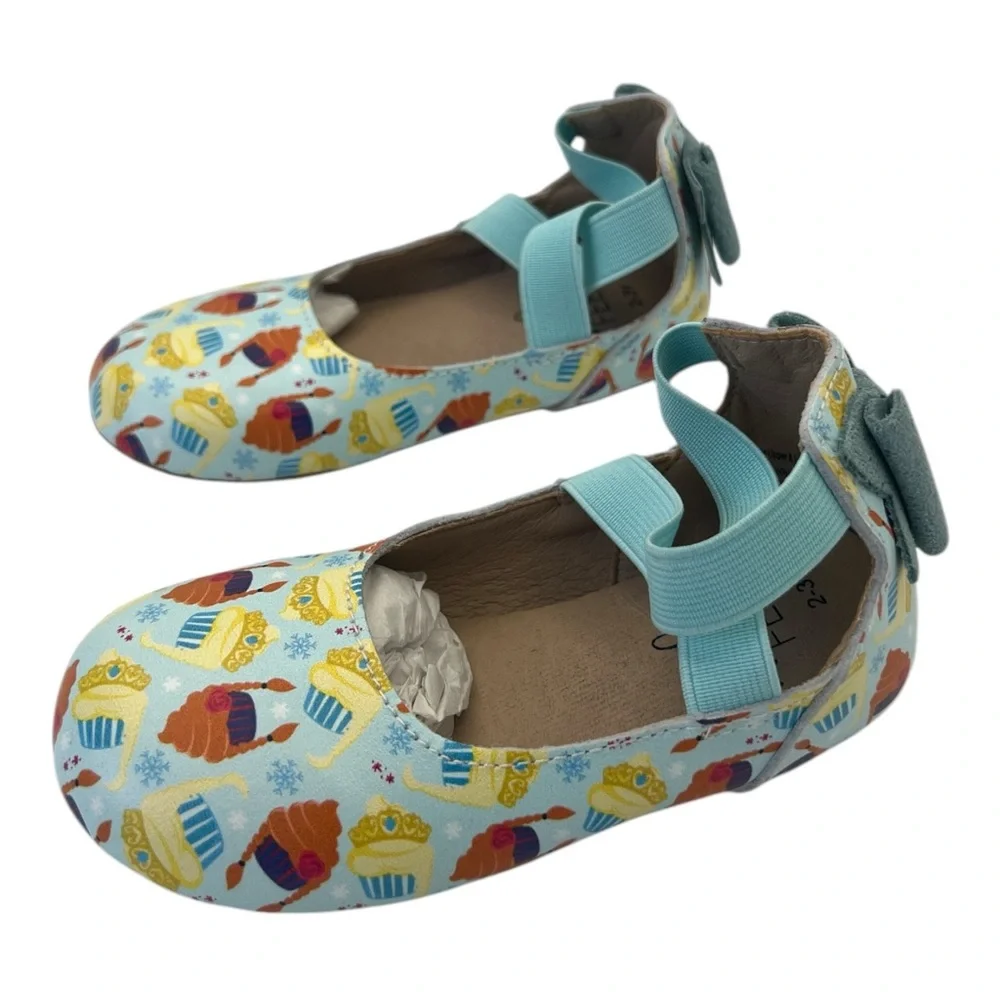 Monkey Feet Girl Toddler Cupcake MaryJanes‎ Bow Colorful Patterned Shoes Sz 2-3Y
